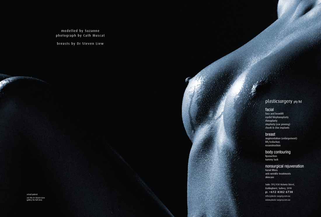 Magazine spread design for breast enlargement surgery